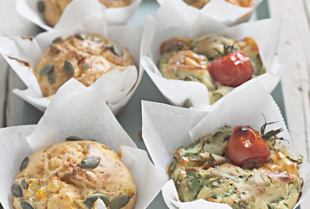 MUFFINS DE ZAPALLO CON FETA Y DE ESPINACAS CON PROVOLONE