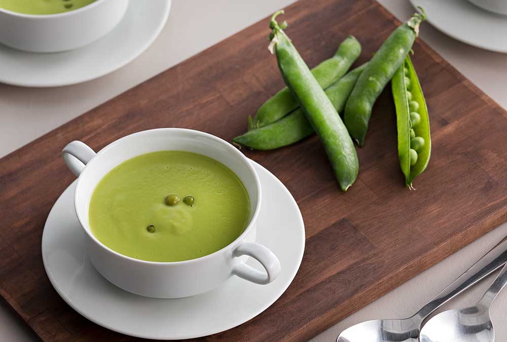 SOPA FRÍA DE ARVEJAS CON MENTA