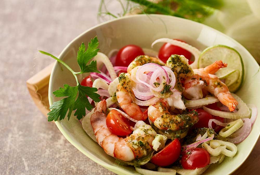 ENSALADA SICILIANA CON CAMARONES