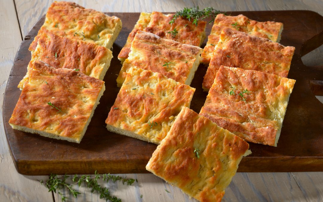 Focaccia con manzana al tomillo