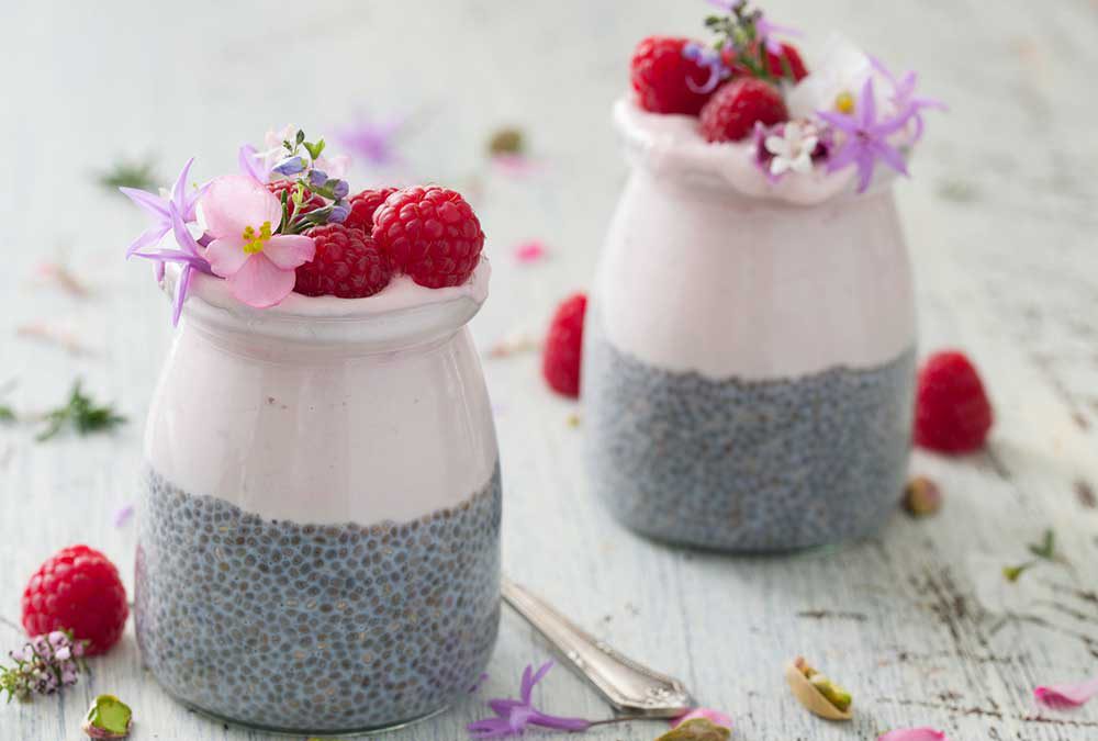 PUDIN DE CHÍA CON YOGUR DE FRAMBUESA